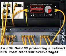 An ESP Net-100 protecting a network hub